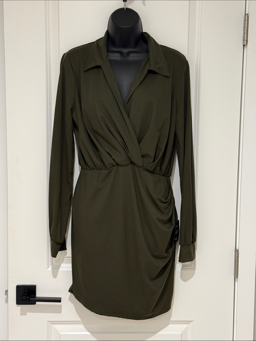 Lulus Long Sleeve Collared Wrap Dress